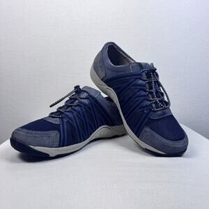 Dansko Honor Women’s US 8 / 38W Blue Gray Suede Mesh Toggle Walking Shoes EUC